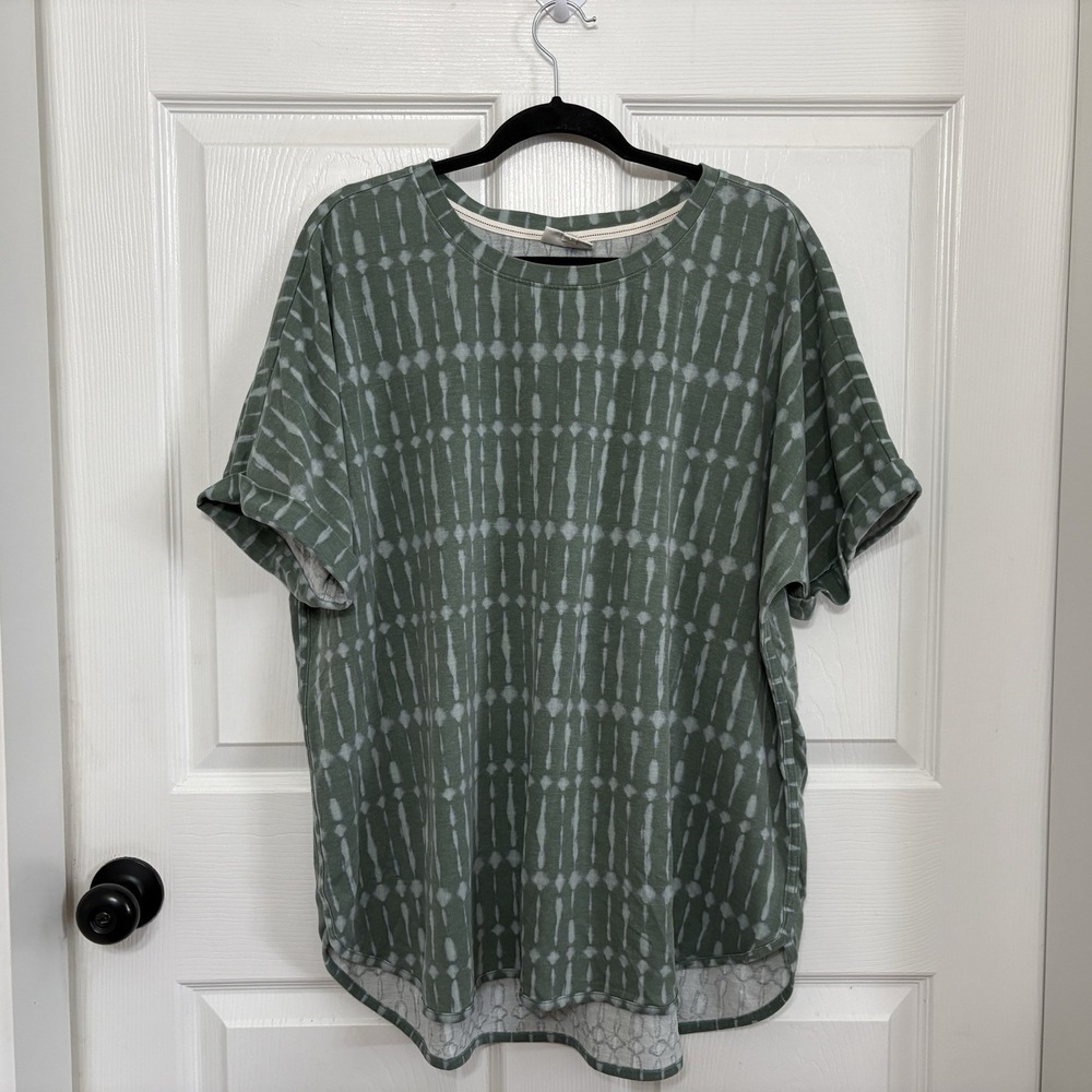 Wonderly Casual Shirt 2XL Sage Green Abstract Shibori Tie-dye Stripe Pattern